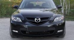 629 р. Реснички на фары RA  Mazda 3/Axela  BK (2003-2009) дорестайлинг, хэтчбэк, рестайлинг, хэтчбэк (Неокрашенные)  с доставкой в г. Горно‑Алтайск. Увеличить фотографию 2