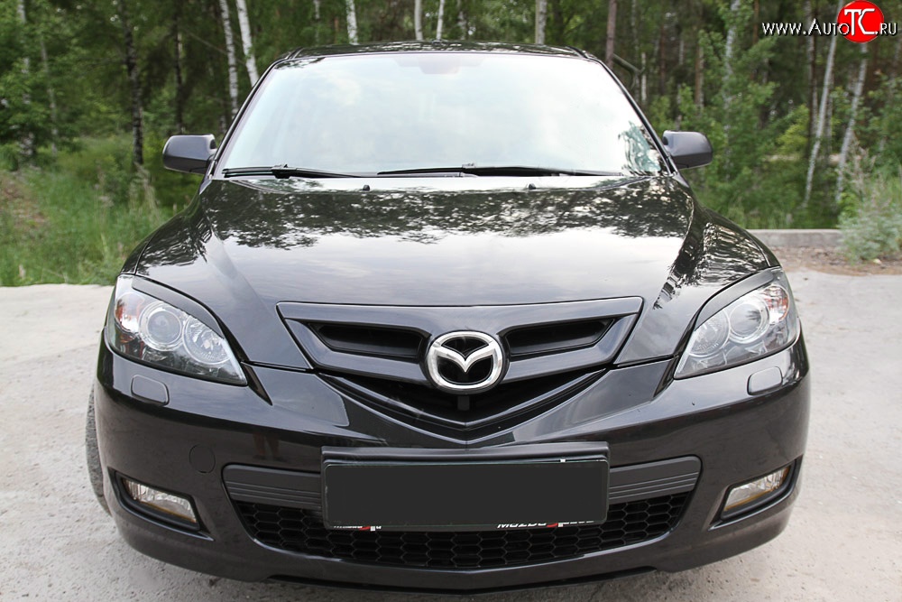 629 р. Реснички на фары RA V2  Mazda 3/Axela  BK (2003-2009) дорестайлинг, хэтчбэк, рестайлинг, хэтчбэк (Неокрашенные)  с доставкой в г. Горно‑Алтайск