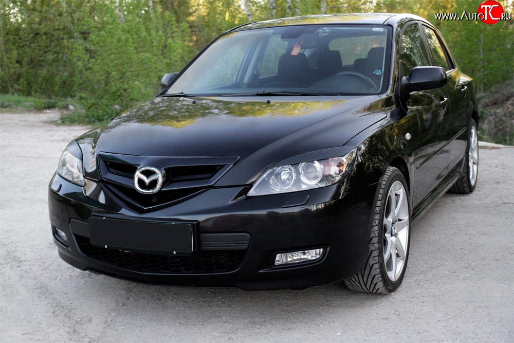 629 р. Реснички RA на фары  Mazda 3/Axela  BK (2006-2009) рестайлинг, хэтчбэк (Неокрашенные)  с доставкой в г. Горно‑Алтайск