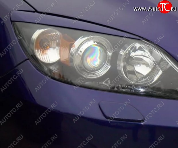 1 149 р. Реснички на фары Tuning-Sport v1 (короткие)  Mazda 3/Axela  BK (2003-2009) дорестайлинг, хэтчбэк, рестайлинг, хэтчбэк (Неокрашенные)  с доставкой в г. Горно‑Алтайск