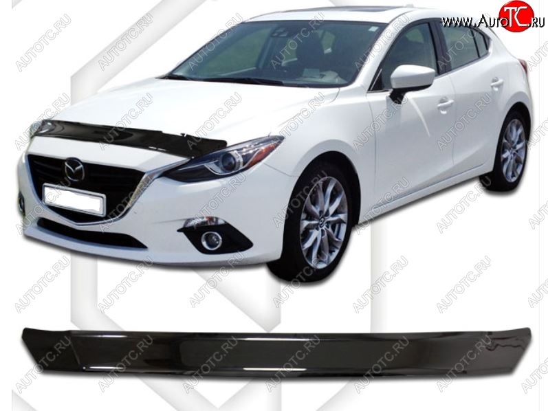 1 999 р. Дефлектор капота CA-Plastic  Mazda 3/Axela  BM (2013-2016) дорестайлинг, хэтчбэк (Classic черный, Без надписи)  с доставкой в г. Горно‑Алтайск