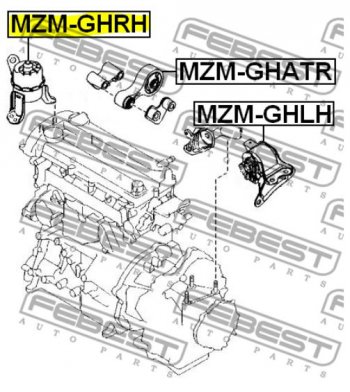 5 199 р. Правая подушка двигателя Febest (гидравлическая) Mazda 6 GH дорестайлинг лифтбэк (2007-2010)  с доставкой в г. Горно‑Алтайск. Увеличить фотографию 4