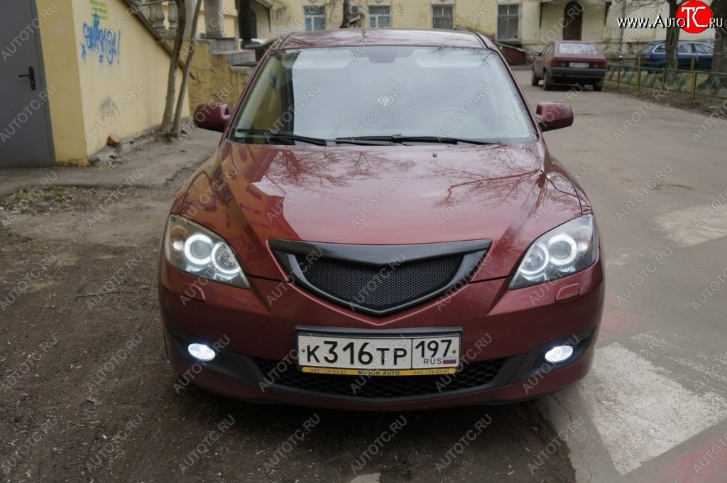 2 599 р. Решётка радиатора Style v4 (сетка) Mazda 3/Axela BK дорестайлинг, хэтчбэк (2003-2006) (Неокрашенная)  с доставкой в г. Горно‑Алтайск