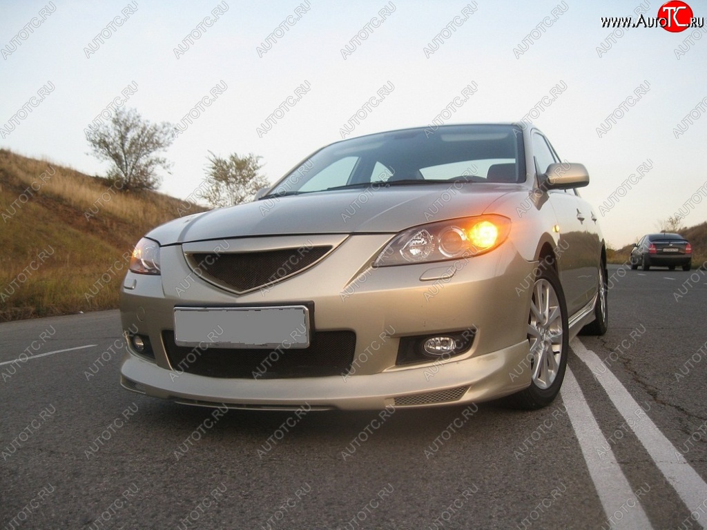 4 999 р. Накладка на передний бампер Style Mazda 3/Axela BK дорестайлинг седан (2003-2006) (Неокрашенная)  с доставкой в г. Горно‑Алтайск