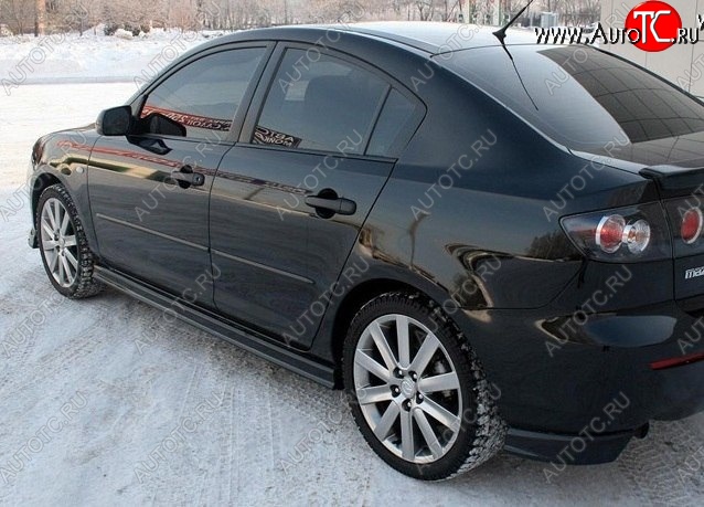 3 099 р. Клыки на задний бампер Style  Mazda 3/Axela  BK (2003-2006) дорестайлинг седан (Неокрашенная)  с доставкой в г. Горно‑Алтайск