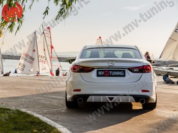 12 699 р. Диффузор заднего бампера Sport v2  Mazda 6  GJ (2012-2018) дорестайлинг седан, 1-ый рестайлинг седан (Неокрашенный)  с доставкой в г. Горно‑Алтайск. Увеличить фотографию 2