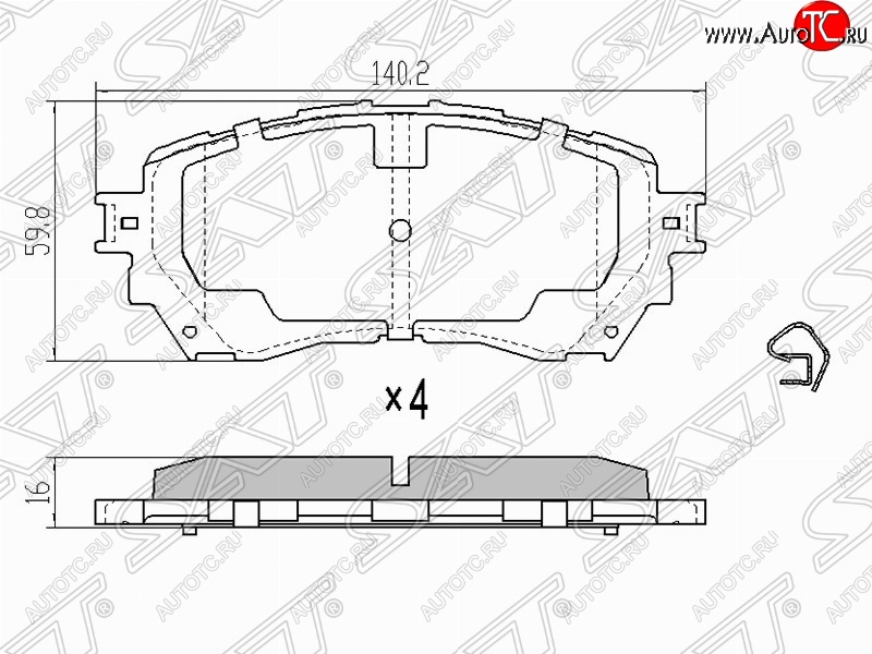 1 199 р. Колодки тормозные (передние) SAT Mazda 6 GJ дорестайлинг седан (2012-2015)  с доставкой в г. Горно‑Алтайск