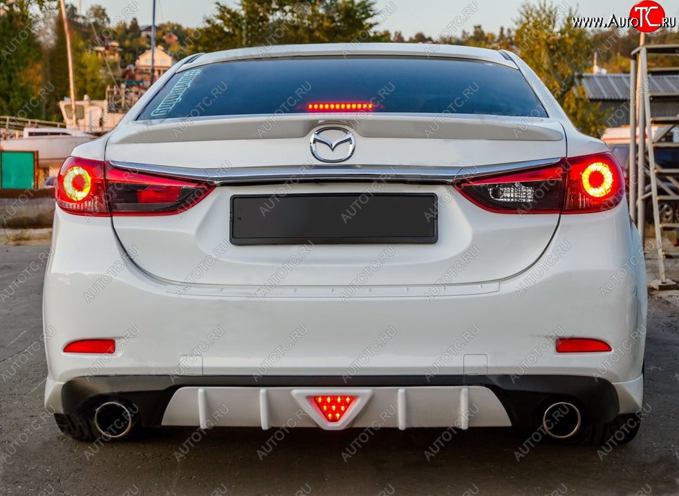 12 699 р. Диффузор заднего бампера Sport v2  Mazda 6  GJ (2012-2018) дорестайлинг седан, 1-ый рестайлинг седан (Неокрашенный)  с доставкой в г. Горно‑Алтайск