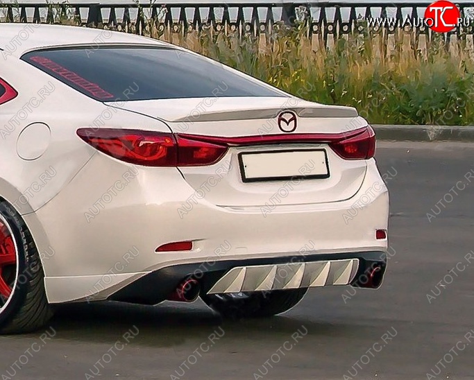 10 899 р. Диффузор заднего бампера Sport v4  Mazda 6  GJ (2015-2018) 1-ый рестайлинг седан (Неокрашенная)  с доставкой в г. Горно‑Алтайск