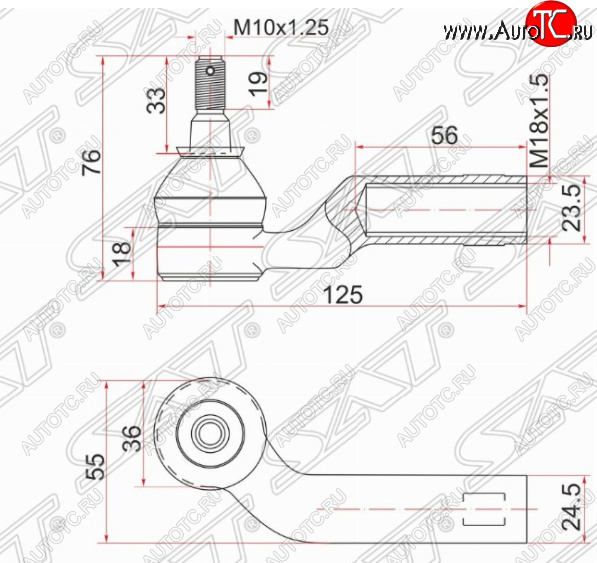 629 р. Правый наконечник рулевой тяги SAT Mazda 3/Axela BK дорестайлинг, хэтчбэк (2003-2006)  с доставкой в г. Горно‑Алтайск