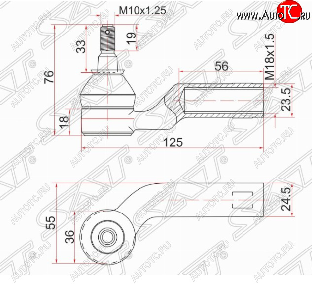 599 р. Левый наконечник рулевой тяги SAT Mazda 3/Axela BK дорестайлинг, хэтчбэк (2003-2006)  с доставкой в г. Горно‑Алтайск