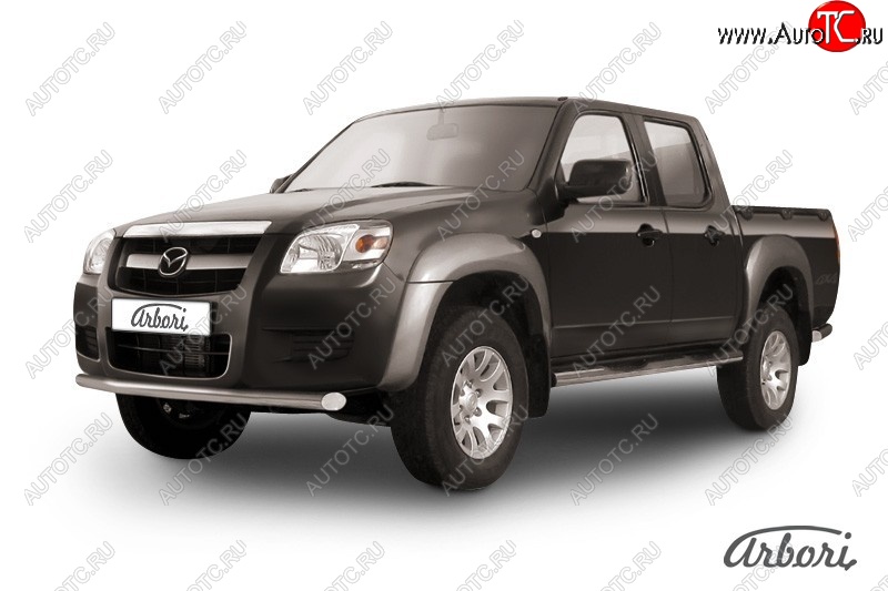 10 709 р. Защита заднего бампера Arbori (нержавейка, 1 труба d57 mm). Mazda BT-50 (2006-2011)  с доставкой в г. Горно‑Алтайск