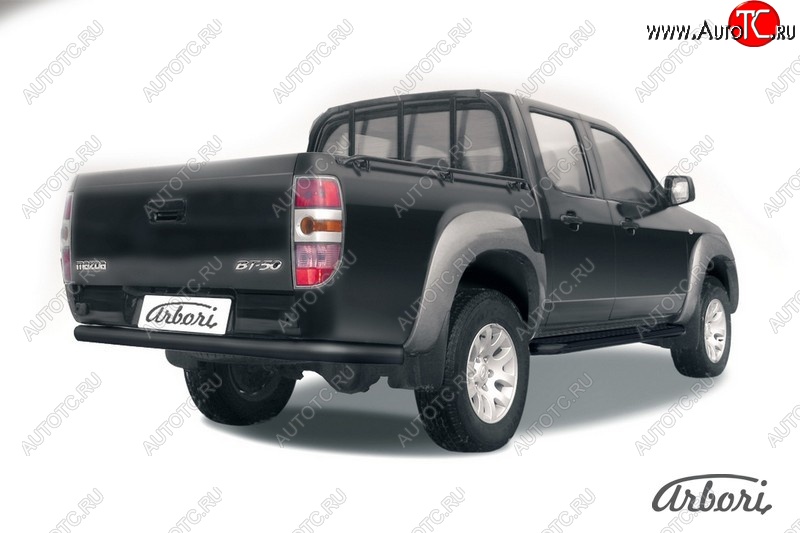 7 019 р. Защита заднего бампера Arbori (черная, 1 труба d76 mm). Mazda BT-50 (2006-2011)  с доставкой в г. Горно‑Алтайск