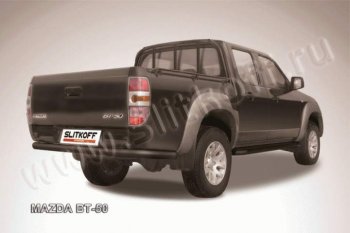 9 449 р. Защита задняя Slitkoff  Mazda BT-50 (2006-2015) (Цвет: серебристый)  с доставкой в г. Горно‑Алтайск. Увеличить фотографию 1