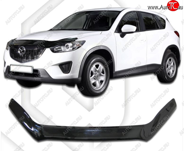 2 199 р. Дефлектор капота CA-Plastiс exclusive  Mazda CX-5  KE (2011-2017) дорестайлинг, рестайлинг (Classic черный, Без надписи)  с доставкой в г. Горно‑Алтайск