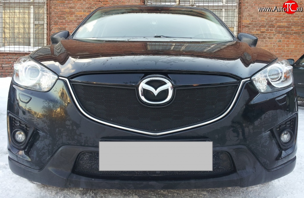 2 299 р. Нижняя сетка на бампер Russtal (черная) Mazda CX-5 KE дорестайлинг (2011-2014)  с доставкой в г. Горно‑Алтайск