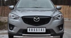 16 849 р. Защита переднего бампера (2 трубыØ63 и 42 мм, нержавейка) SLITKOFF Mazda CX-5 KE дорестайлинг (2011-2014)  с доставкой в г. Горно‑Алтайск. Увеличить фотографию 1