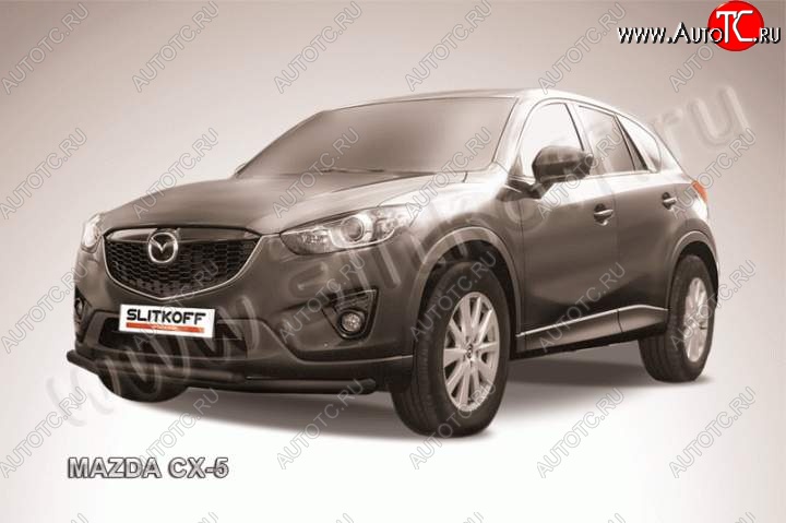 9 199 р. Защита переднего бампер Slitkoff Mazda CX-5 KE дорестайлинг (2011-2014) (Цвет: серебристый)  с доставкой в г. Горно‑Алтайск