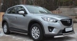 17 299 р. Защита порогов из круглой трубы диаметром 63 мм Russtal Mazda CX-5 KE дорестайлинг (2011-2014) (Защита порогов с со скосами на торцах (вариант 1))  с доставкой в г. Горно‑Алтайск. Увеличить фотографию 8