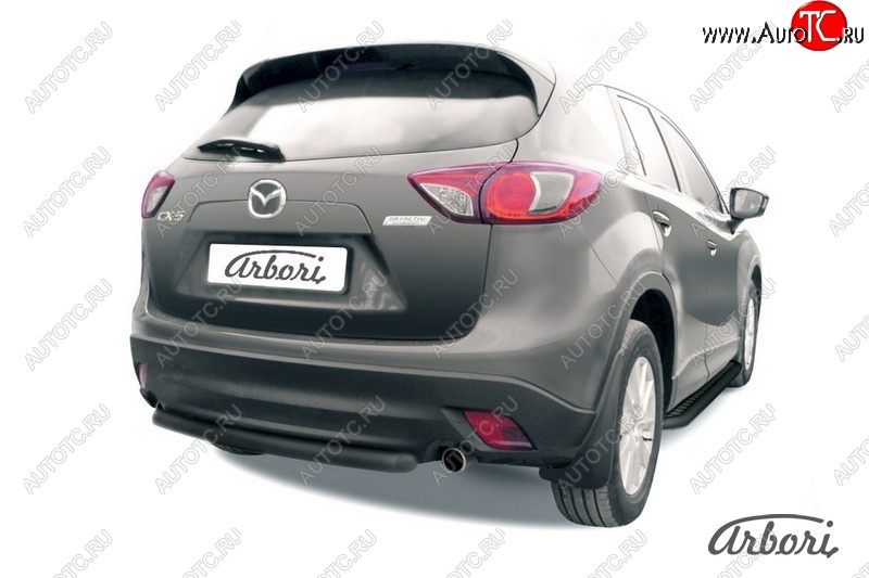 7 019 р. Защита заднего бампера Arbori (короткая, черная, 1 труба d57 mm). Mazda CX-5 KE дорестайлинг (2011-2014)  с доставкой в г. Горно‑Алтайск