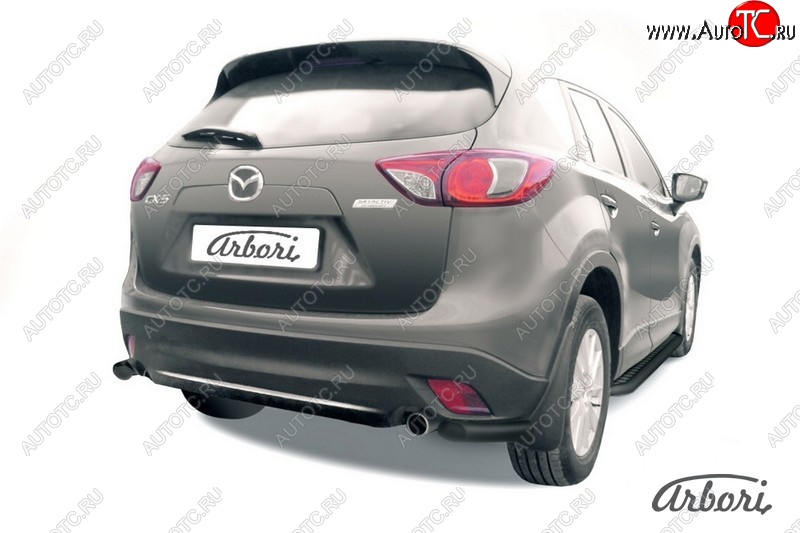 7 019 р. Защита заднего бампера Arbori (уголки, черная, 1 труба d57 mm). Mazda CX-5 KE дорестайлинг (2011-2014)  с доставкой в г. Горно‑Алтайск