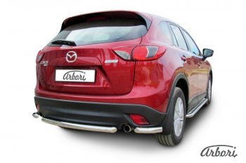 17 299 р. Защита заднего бампера Arbori (короткая, нержавейка, 1 труба d57 mm). Mazda CX-5 KE дорестайлинг (2011-2014)  с доставкой в г. Горно‑Алтайск. Увеличить фотографию 2