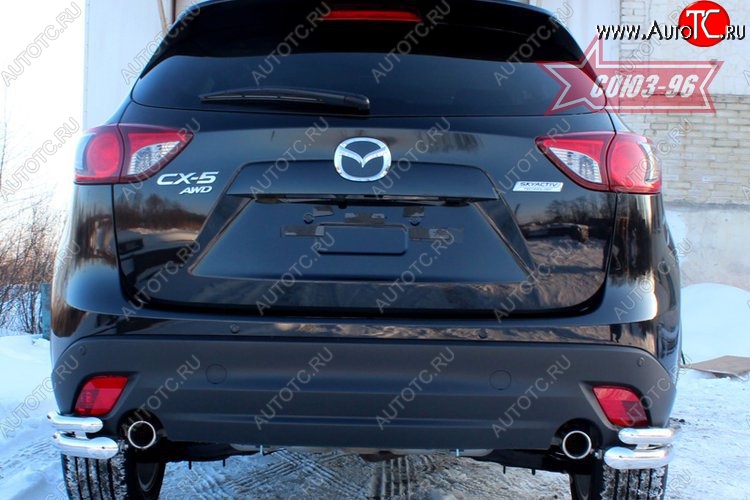 22 409 р. Защита заднего бампера из боковых уголков Souz-96 (d60/42) Mazda CX-5 KE дорестайлинг (2011-2014)  с доставкой в г. Горно‑Алтайск