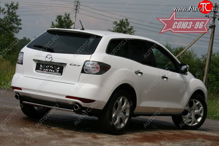 8 369 р. Защита заднего бампера Souz-96 (d42) Mazda CX-7 ER рестайлинг (2010-2012)  с доставкой в г. Горно‑Алтайск