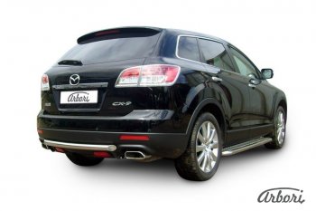 8 999 р. Защита заднего бампера Arbori (короткая, нержавейка, 1 труба d57 mm). Mazda CX-9 TB дорестайлинг (2007-2009)  с доставкой в г. Горно‑Алтайск. Увеличить фотографию 2