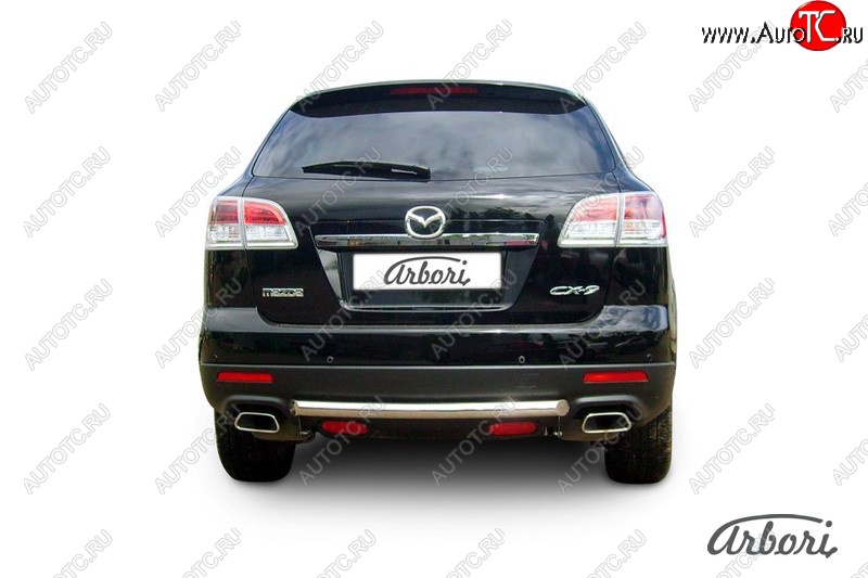 8 999 р. Защита заднего бампера Arbori (короткая, нержавейка, 1 труба d57 mm). Mazda CX-9 TB дорестайлинг (2007-2009)  с доставкой в г. Горно‑Алтайск