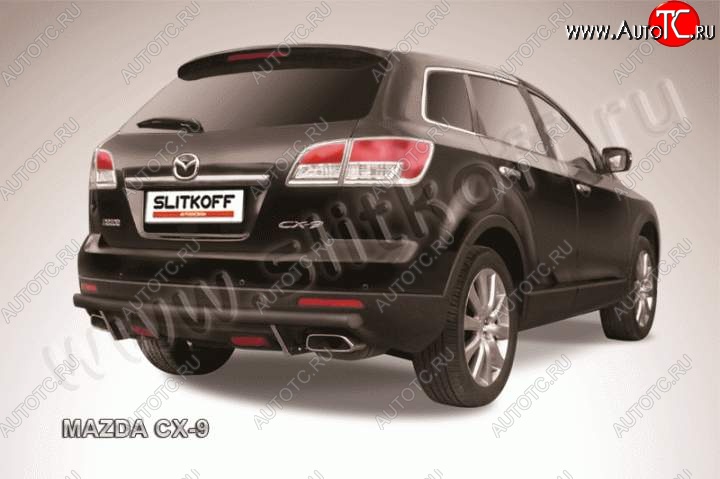 8 449 р. Защита задняя Slitkoff Mazda CX-9 TB дорестайлинг (2007-2009) (Цвет: серебристый)  с доставкой в г. Горно‑Алтайск