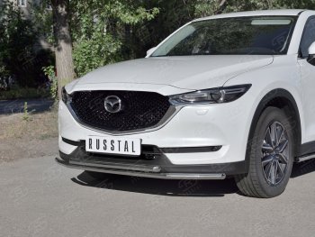 17 999 р. Защита переднего бампера (2 трубыØ42 мм, нержавейка) SLITKOFF Mazda CX-5 KF (2016-2025)  с доставкой в г. Горно‑Алтайск. Увеличить фотографию 1