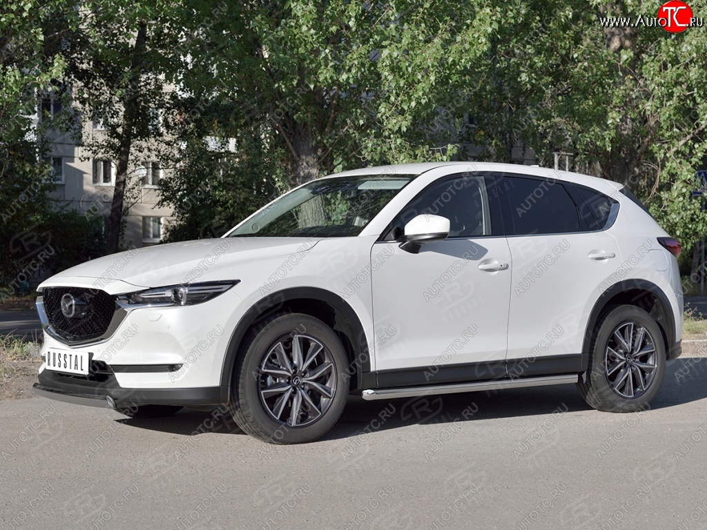 14 999 р. Защита переднего бампера из овальной трубы диаметром 75x42 мм Russtal Mazda CX-5 KF (2016-2024)  с доставкой в г. Горно‑Алтайск