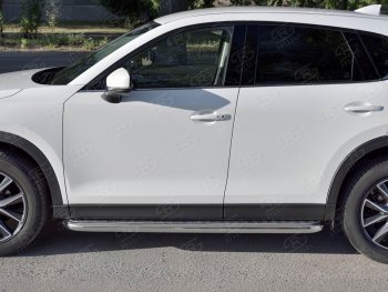 32 849 р. Защита порогов из круглой трубы диаметром 63 мм SLITKOFF v1 Mazda CX-5 KF (2016-2025)  с доставкой в г. Горно‑Алтайск. Увеличить фотографию 3