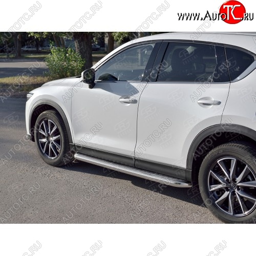 30 799 р. Порожки для ног (Ø63) SLITKOFF  Mazda CX-5  KF (2016-2025) (лист - алюминий, профиль - сталь)  с доставкой в г. Горно‑Алтайск