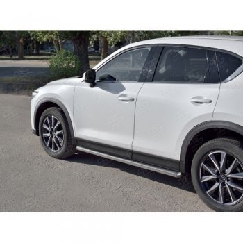 Защита порогов из круглой трубы диаметром 63 мм SLITKOFF v3 Mazda CX-5 KF (2016-2025)