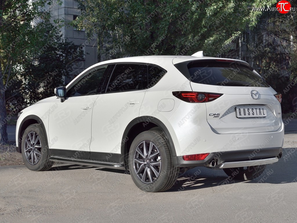 14 999 р. Защита заднего бампера (Ø75x42 мм, нержавейка) Russtal Mazda CX-5 KF (2016-2025)  с доставкой в г. Горно‑Алтайск