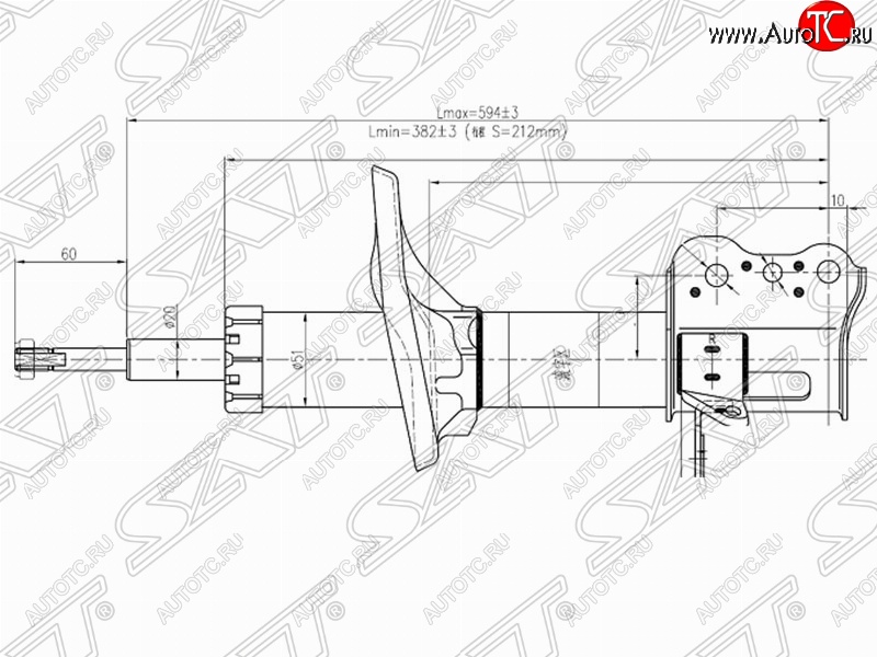 3 199 р. Правый амортизатор задний SAT Mazda 323/Familia седан BJ дорестайлинг (1998-2000)  с доставкой в г. Горно‑Алтайск