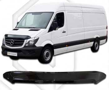 2 079 р. Дефлектор капота CA-Plastiс  Mercedes-Benz Sprinter  W906 (2014-2018) рестайлинг (Classic черный, Без надписи)  с доставкой в г. Горно‑Алтайск. Увеличить фотографию 1