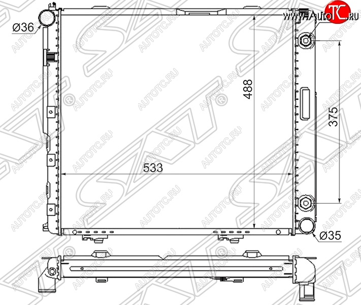 10 249 р. Радиатор двигателя SAT (пластинчатый, 3.0D, АКПП) Mercedes-Benz E-Class W124 седан дорестайлинг (1984-1993)  с доставкой в г. Горно‑Алтайск