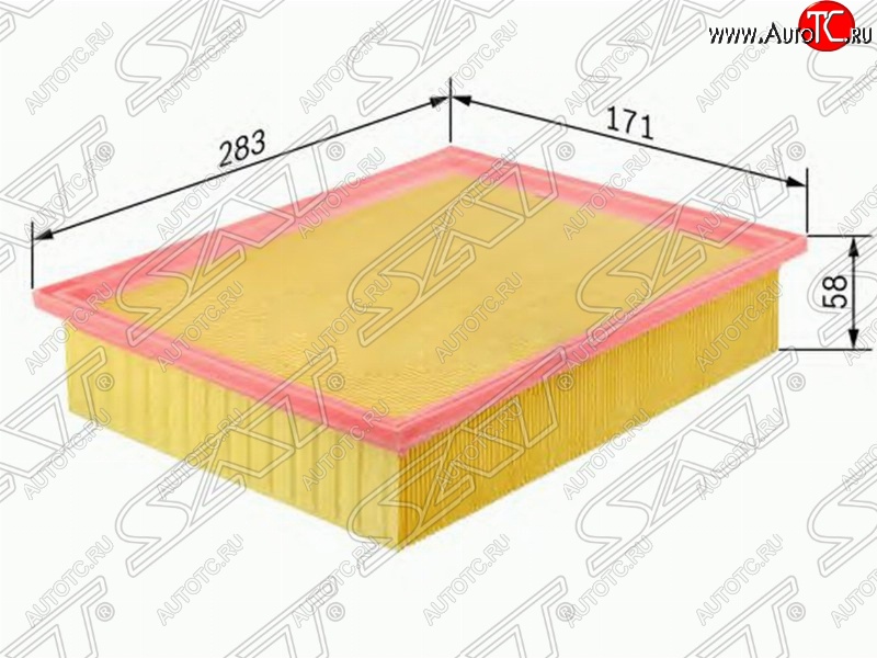 379 р. Фильтр воздушный двигателя SAT (283х171х58 mm)  Mercedes-Benz E-Class ( W124,  S124) (1984-1996) седан дорестайлинг, универсал рестайлинг  с доставкой в г. Горно‑Алтайск