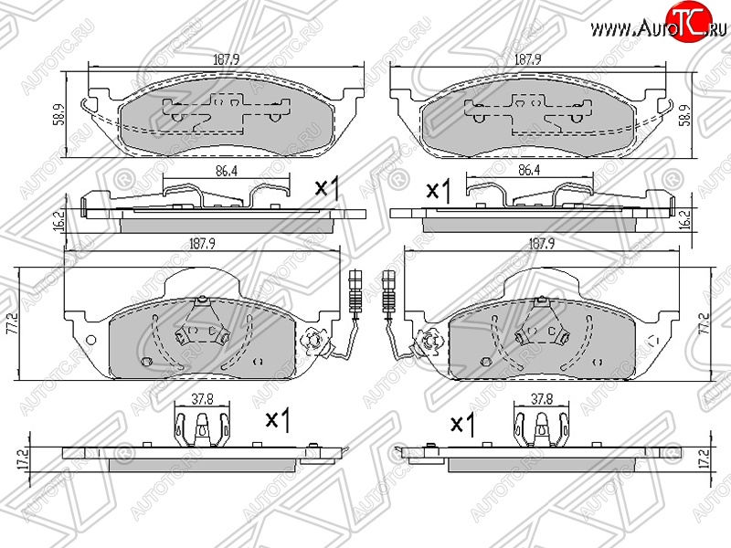 1 859 р. Колодки тормозные SAT (передние)  Mercedes-Benz ML class  W163 (1997-2001) дорестайлинг  с доставкой в г. Горно‑Алтайск