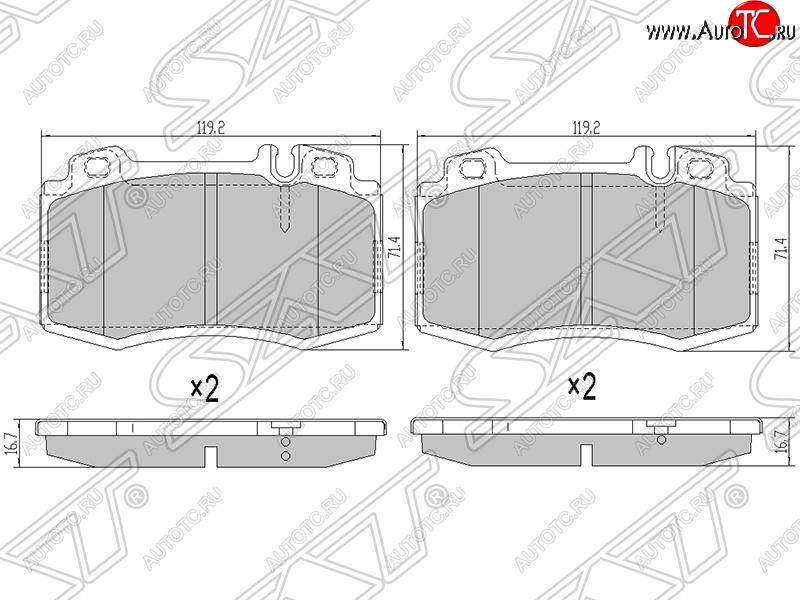 1 459 р. Колодки тормозные SAT (передние)  Mercedes-Benz ML class  W163 (1997-2001) дорестайлинг  с доставкой в г. Горно‑Алтайск