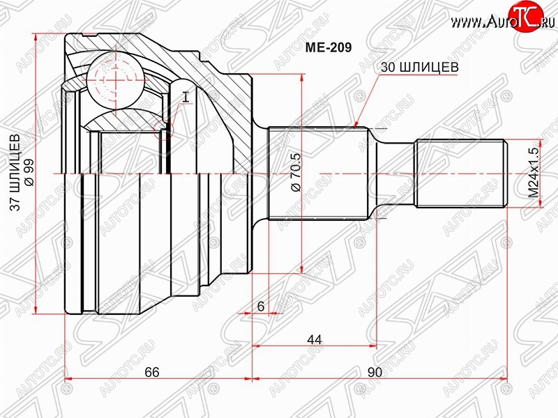 3 599 р. Шрус (наружный) SAT (37*30*70.3 мм)  Mercedes-Benz ML class ( W164,  W166) (2005-2015) дорестайлинг, рестайлинг  с доставкой в г. Горно‑Алтайск