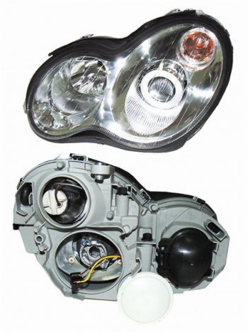 Левая передняя фара SAT (неоновое кольцо) Mercedes-Benz C-Class ( W203,  S203) (2004-2008) рестайлинг седан, рестайлинг универсал