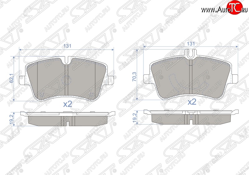 1 239 р. Колодки тормозные SAT (передние)  Mercedes-Benz C-Class  W203 (2000-2008) дорестайлинг седан, рестайлинг седан  с доставкой в г. Горно‑Алтайск