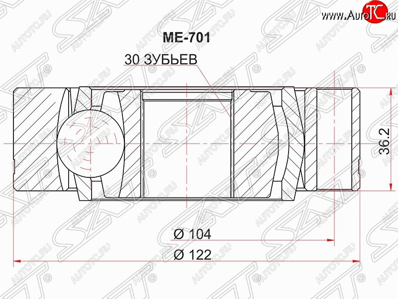 2 859 р. Шрус (внутренний) SAT (30*122 мм)  Mercedes-Benz Vito  W638 (1996-2003)  с доставкой в г. Горно‑Алтайск