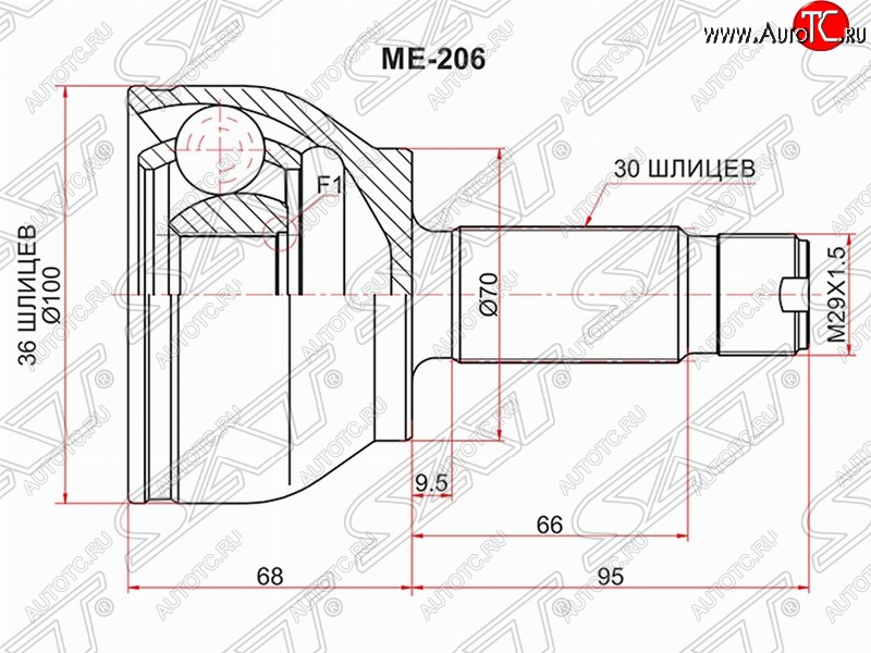 2 599 р. Шрус (наружный) SAT (36*30*70 мм)  Mercedes-Benz Vito  W639 (2003-2014) дорестайлинг, рестайлинг  с доставкой в г. Горно‑Алтайск