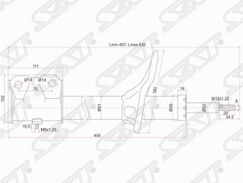 Амортизатор передний (2WD, 4WD) SAT (L 175, установка на левую или правую сторону) Mitsubishi Airtek (2001-2008)