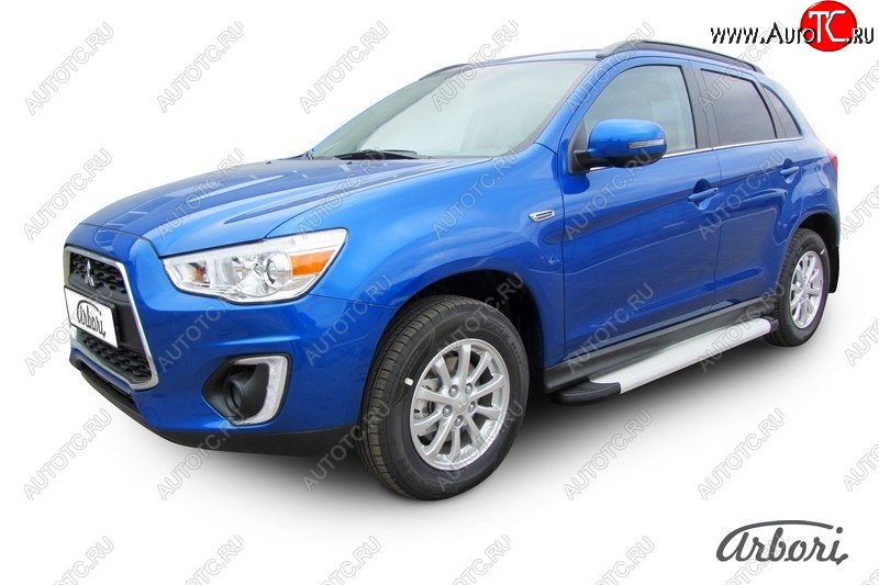 10 979 р. Порожки для ног Arbori Optima Silver Mitsubishi ASX 1-ый рестайлинг (2013-2016)  с доставкой в г. Горно‑Алтайск